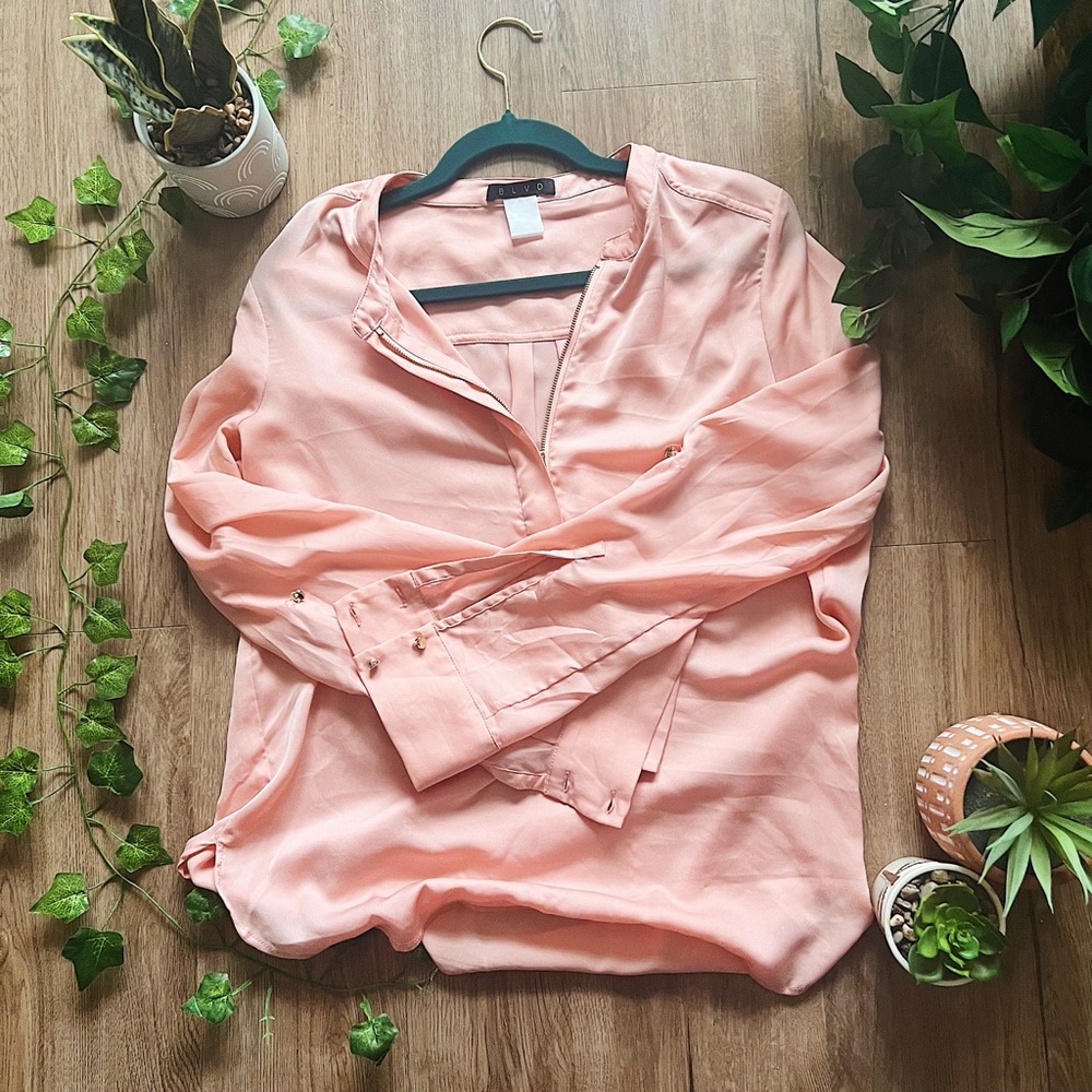 🪴 BLVD PINK QUARTER ZIP BLOUSE 🪴